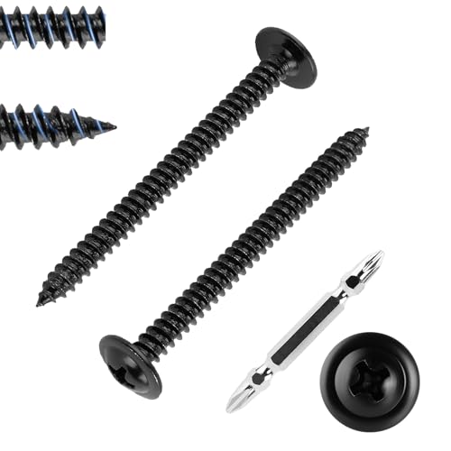 FandWay 80 Stück Tellerkopfschrauben, schwarz, M4,2 x 50 mm, Holzschrauben, 410 Edelstahl, modifizierte Halsbandschraube, selbstbohrende Schraube, Blechschraube, Kreuzschlitzantrieb für Aluminium von FandWay