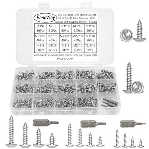 FandWay M2 M2,6 M3 Blechschrauben Tellerkopfschrauben Set,560 Stück Torx Selbstschneidende Schrauben,Holzbauschrauben Edelstahl Flachkopf-Torx-Selbstbohrschrauben Sortiment mit T6 T7 T8 T10 Bits. FandWay M2 M2,6 M3 Blechschrauben Tellerkopfschrauben Set,560 Stück Torx Selbstschneidende Schrauben,Holzbauschrauben Edelstahl Flachkopf-Torx-Selbstbohrschrauben Sortiment mit T6 T7 T8 T10 Bits. von FandWay