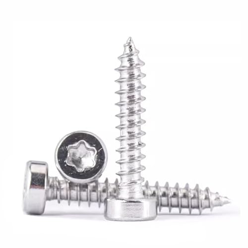 FandWay Torx Selbstschneidende Schrauben,M3 x 8/10/12/16/20mm Edelstahl A2-70 Torx-Schrauben mit Cup Head,Rundkopf Holzbauschrauben Blechschrauben für Heimwerker, Schreiner Möbel (25 Je Größe) von FandWay