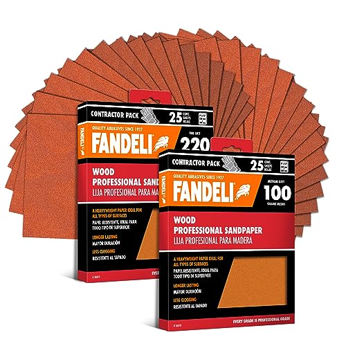 Fandeli | Packungen Schleifpapier | 50 Blatter | Körnungen Mehrzweck (80,120,220) + Wasser-Schleifpapier (220, 320, 400) | Packung mit 25+25 Blättern von 23x28 cm | zum Schleifen von Metall und Holz von Fandeli