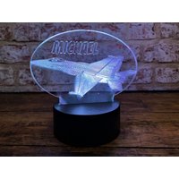 Personalisierte Led Farbwechsel Jet Flugzeug 3D Illusion Stimmung Lampe | Nachtlicht-| Ferngesteuerte Farbwechsellampe Stimmungslicht von FandomoniumGaming