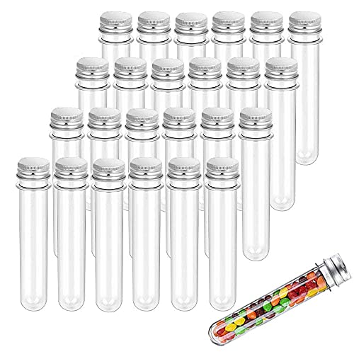 Voarge 25 Stuck Kunststoff Reagenzgläser Geschenk Probenröhrchen mit Kappen, 40ml Kunststoff Reagenzgläser mit Schraube Deckel Kappen Für Labor Hauptdekoration (Transparent) von Voarge