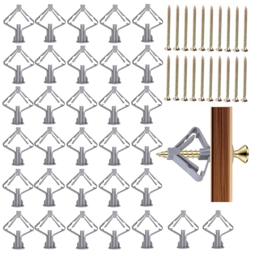 50 Stück Hohlraumdübel Butterfly, Gipskartondübel mit Schrauben, Trockenbau Dübel, Rigipsdübel für Gipskarton, Gipsfaserplatten, Hohlraumwände, Faserplatten, Befestigung in Beton von FangBoJie