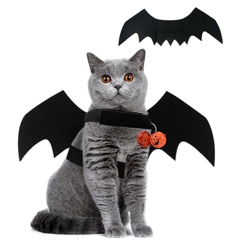 Katzen Halloween Kostüm Hund Fledermaus Flügel, Halloween Cat Costume Pet, Inklusive Fledermausflügel Hund und Kürbisglocken, für Haustier Halloweens Party, Cosplay für Haustiere (M) von FangBoJie