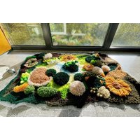 Handgemachte Moss Teppiche, Moos Teppich Flauschige Teppiche Für Kinder, Kunst Teppiche, Wanddeko von FangCraftsStudio