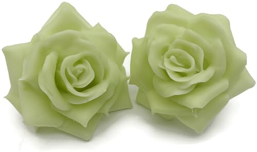 Fangblatt - Wachsrose Mint Grün - künstliche Rose aus Wachs - für Gestecke, Tischdekoration, Grabschmuck - Durchmesser ca. 10 cm (2) von Fangblatt