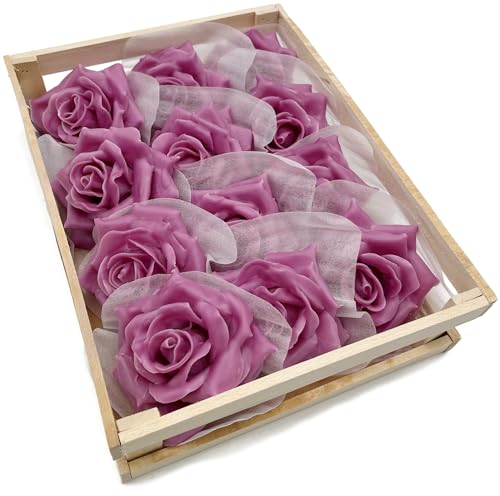 Fangblatt - Wachsrose - künstliche Rose in rosa aus Wachs - für Gestecke, Tischdekoration, Grabschmuck - Durchmesser ca. 10 cm (12) von Fangblatt