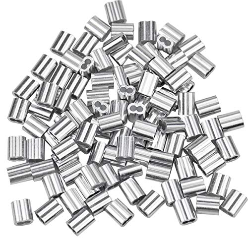 100 Stk Aluminiumhülse, Alu Klemme Drahtseilklemmen, Aluminium Pressklemmen Clips, Alu Crimpschlaufe Stahlseilklemme, Aluminium-Doppelhülsen für 2mm Seile Kabel Drahtseil von Fangehong