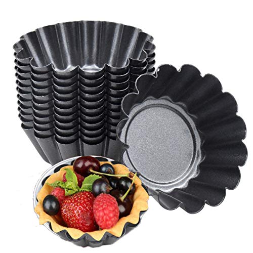 14 STK Ei Torte Form, Antihaft Tartelette Förmchen, Wiederverwendbare Törtchenformen, Kohlenstoffstahl Mini Tarteform Muffin Form Törtchen für Pudding,Backen,Kuchen Werkzeug Kekse (7.5 X 2.3CM) von Fangehong