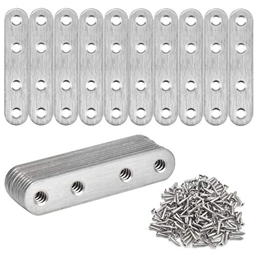 20 Stk Flachverbinder Edelstahl Lochplatten, Flache Ecke Bracket Verbindungsplatte 4 Löcher, Metallverbinder Holzverbinder mit 80 Schrauben, Flache Platte Metall Halterung für Holz Möbel Ausbessern von Fangehong