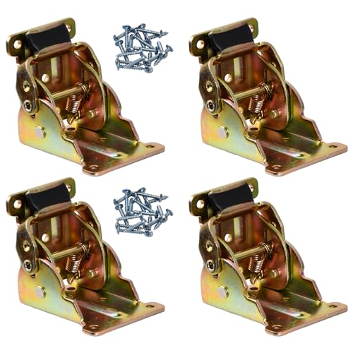 4 Stück Scharniere Schwerlast Verstellbar 90 Grad, Selbstsichernde Klappscharnier Tischbeine, Scharnier Hardware mit Schrauben, Klappkonsole Klein, Schranktürscharniere (A) von Fangehong