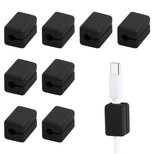 8 Stück Kabelclips Schwarz Mini, Kabel Organizer 3.6/4.2mm, Magnetische Kabelklemmen Schreibtisch, Kabelhalter Auto für Ladekabeln Audiokabel (Groß 4,2 mm) von Fangehong