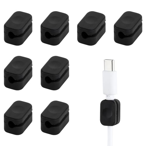 8 Stück Kabelclips Schwarz Mini, Kabel Organizer 3.6/4.2mm, Magnetische Kabelklemmen Schreibtisch, Kabelhalter Auto für Ladekabeln Audiokabel (Klein 3,6 mm) von Fangehong