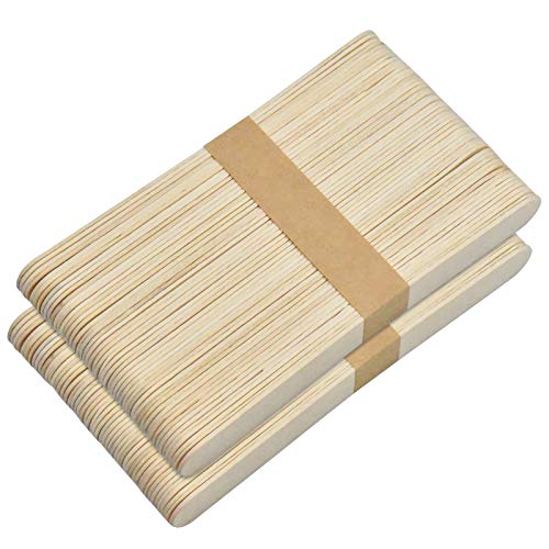 100 Stk Holzstiele Eisstiele aus Holz, Holzstäbchen zum Basteln, Holzeisstiele Eisstäbchen für Eis, Basteln Holzspatel natur Bastelhölzer für DIY Handwerk Bastelarbeiten von Fangehong