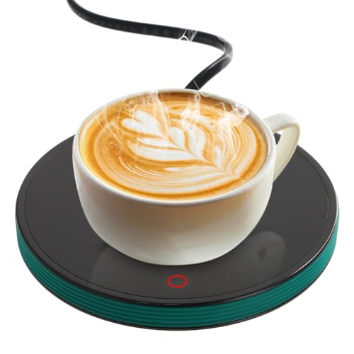 Fangehong Intelligenter Tassenwärmer Heizplatte Auto-Aus, Kaffeetassenwärmer, Elektrisch Beheizter Untersetzer Bis zu 55℃, Elektrischer Getränkewärmer für Schreibtisch Zuhause Büro (Grün) von Fangehong