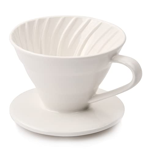 Kaffeefilter aus Porzellan, Handfilter Kaffee Filterbehälter, Permanenter Kaffeefilterhalter für 2-3 Tassen, Wiederverwendbarer Kaffeetropfer zu Manuellem Kaffee in Cafe & Hause (Weiss) von Fangehong