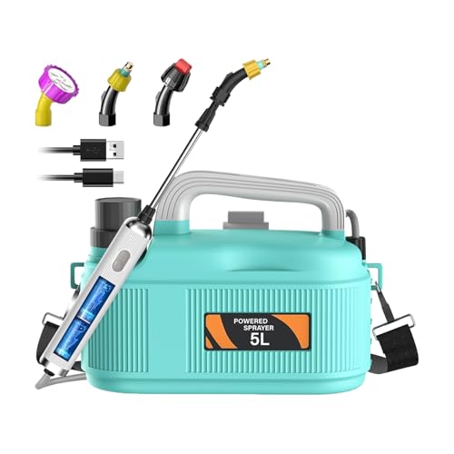 Fangfhai Gartensprüher, batteriebetriebener Landschaftssprüher, 3,5 l, verstellbarer Düngersprinkler mit Teleskopstab, Bewässerungsnebel für Hof, Innenbereich, Haus, Hinterhof, Terrasse, Gewächshaus von Fangfhai