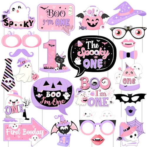 Fangleland 24pcs Halloween First Birthday Photo Booth Props 1st Birthday Party Decorations First Boo Day Photography Props for Halloween Party Supplies Pink Purple Fangleland 24pcs Halloween First Birthday Photo Booth Props 1st Birthday Party Decorations First Boo Day Photography Props for Halloween Party Supplies Pink Purple von Fangleland