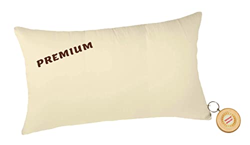 Premium ZIRBENKISSEN (exklusiv) wahlweise auch mit extra Innenbezug/Inlet aus Österreichs Alpen, Schlafkissen-/Kopfkissen mit Zirbenflocken befüllt; (40 x 80 cm, Creme) von Fangomed