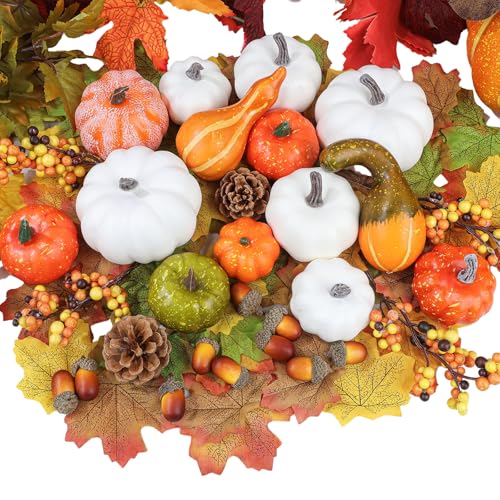 Fangoo 110pcs Herbst Kürbis Dekor Set Künstliche kürbisse Ahornblätter Kiefernzapfen Eicheln Beeren Dekor für Zuhause Herbst Thanksgiving Halloween Tischdeko Herbst Hochzeit Dekorationen Fangoo 110pcs Herbst Kürbis Dekor Set Künstliche kürbisse Ahornblätter Kiefernzapfen Eicheln Beeren Dekor für Zuhause Herbst Thanksgiving Halloween Tischdeko Herbst Hochzeit Dekorationen von Fangoo