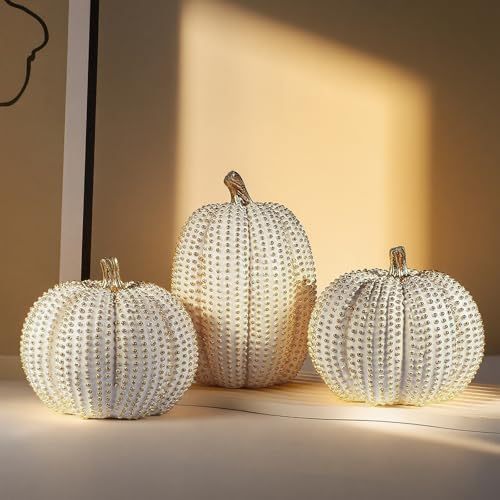 Fangoo 3 Stück Weiß Gold Künstliche Kunstharz Tischdeko Kürbisse Herbsternte Innen Dekorationen Kürbis Thanksgiving Tischdekoration für Zuhause, Kaminsims, Büro Geschenk Thanksgiving Halloweendeko Fangoo 3 Stück Weiß Gold Künstliche Kunstharz Tischdeko Kürbisse Herbsternte Innen Dekorationen Kürbis Thanksgiving Tischdekoration für Zuhause, Kaminsims, Büro Geschenk Thanksgiving Halloweendeko von Fangoo