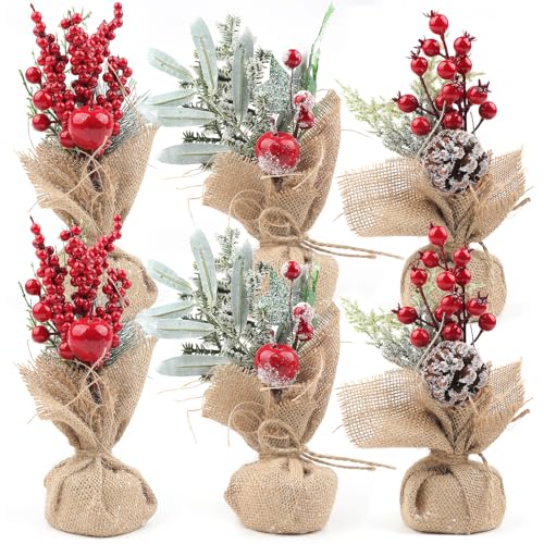 Fangoo 6pcs Klein Mini Weihnachtsbaum Tischdekoration Weihnachten Tannenzapfen und Beeren Verwendet für Weihnachtsfeierdekoration Tischdeko Deko Fangoo 6pcs Klein Mini Weihnachtsbaum Tischdekoration Weihnachten Tannenzapfen und Beeren Verwendet für Weihnachtsfeierdekoration Tischdeko Deko von Fangoo