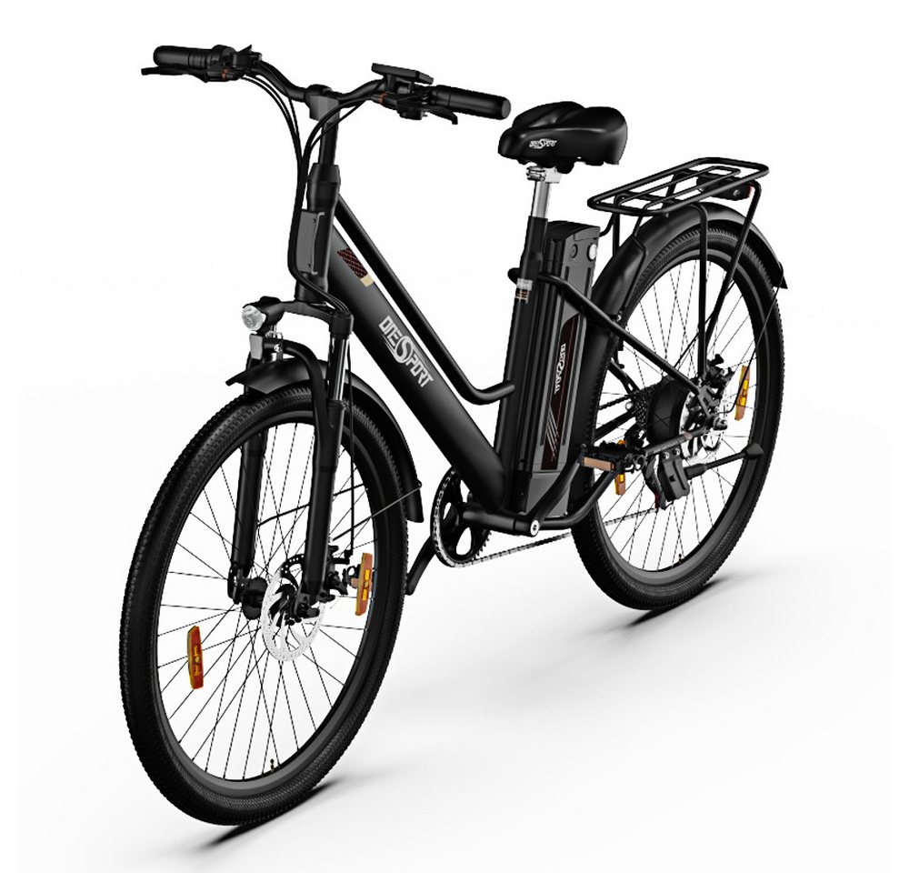 Fangqi E-Bike 26 Zoll Elektrofahrrad,E-Bike,MTB,36V/14,4Ah akku,25KM/H,Shimano 7Gang, 250W Heckmotor, (Niedriger Einstiegsrahmen,Herren Damen Pedelec Bis zu 80km, stoßdämpfender Sitz, Citybikes, Smartbikes, Elektrofahrräder für Damen und Herren), Höhenverstellbare Sattelstütze, Antivibrationssitz,für 160-190cm von Fangqi