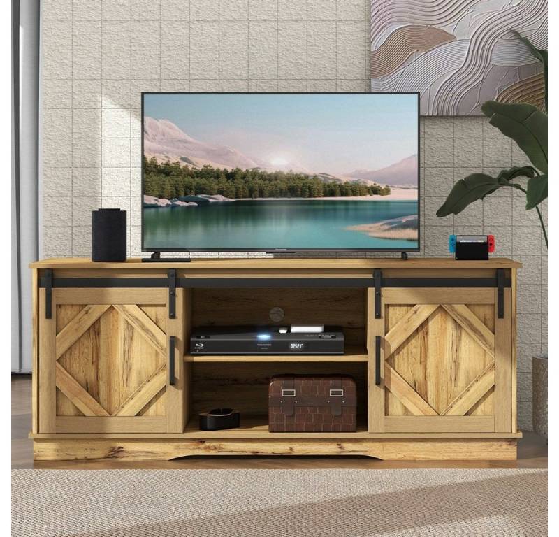 Fangqi TV-Schrank Sideboard mit 2 klassischen Schiebetüren, Einstellbare Regale von Fangqi