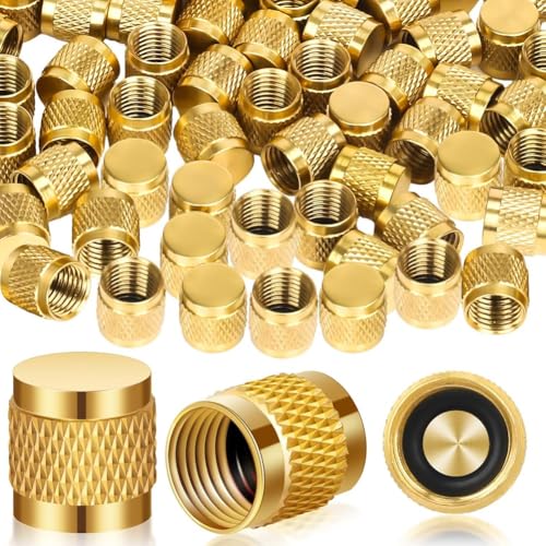 Fangxuee 1/4 Bördelabdeckung, Rundes Messing mit Neopren-O-Ring-Dichtung, HVAC-Ventilabdeckung, Kältemittel-Verriegelungsabdeckung, HVAC-Verriegelungsabdeckung, 30 Stück von Fangxuee