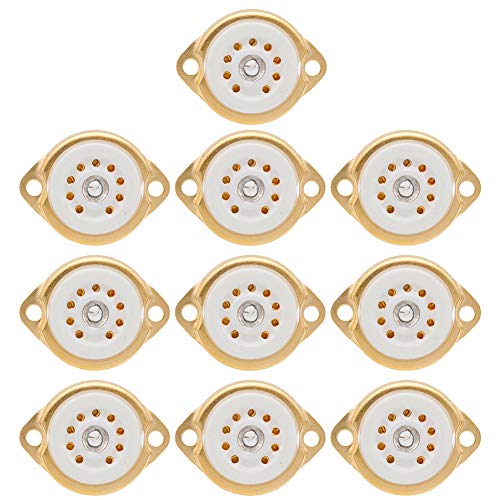Fangxuee 10 STÜCKE GZC9-F B9A Neue 9Pin Vergoldete Rohr Buchsen Keramik Basis Geeignet für 12Ax7 / 12Au7 / 12AT7 von Fangxuee