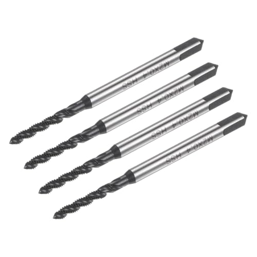 Fangxuee 4-Teilige Spiralgewindebohrer, M2 X 0,4 Nitridbeschichteter Metrischer Gewindebohrer, Schnellarbeitsstahl-Maschinengewindebohrer Fangxuee 4-Teilige Spiralgewindebohrer, M2 X 0,4 Nitridbeschichteter Metrischer Gewindebohrer, Schnellarbeitsstahl-Maschinengewindebohrer von Fangxuee