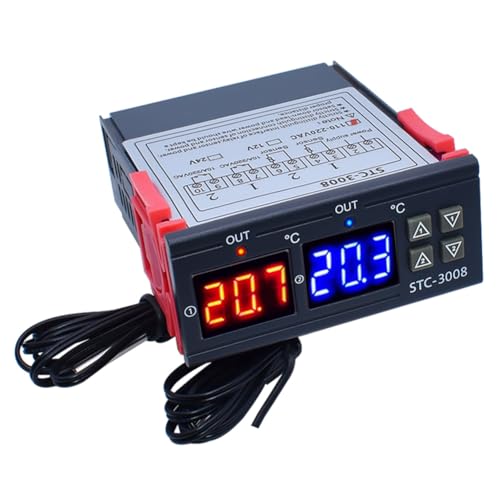 Fangxuee Dual Digital -3008 Temperaturregler mit Relaisausgängen Thermostat Heizung mit Fühler Temperaturregler 110-220V von Fangxuee