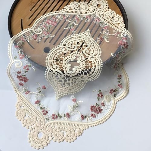 Fangzichen 2 Stück 30,5 x 45,7 cm Retro-Spitzen-Tischsets, französische Häkeldeckchen, handgefertigt, bestickt, Beige, 2 Stück von Fangzichen