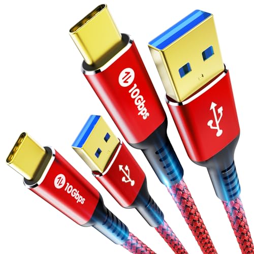 Fannoday USB C Kabel, [2Stück 0.3M] USB auf C Kabel 10Gbps Nylon Geflochtenes Schnellladekabel Typ C Ladekabel für iPhone 16/15 Serie für Galaxy S24/S23 Android Auto usw-Rot von Fannoday