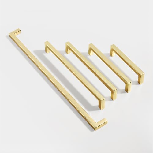 Fanruier 10PCS Quadratisches helles Gold und Silber Schrank Türgriff Küchenschrank Schublade Schrank Schrank Möbel Schuhschrank Aluminium Legierung Griff (Helles Gold, 192mm) von Fanruier