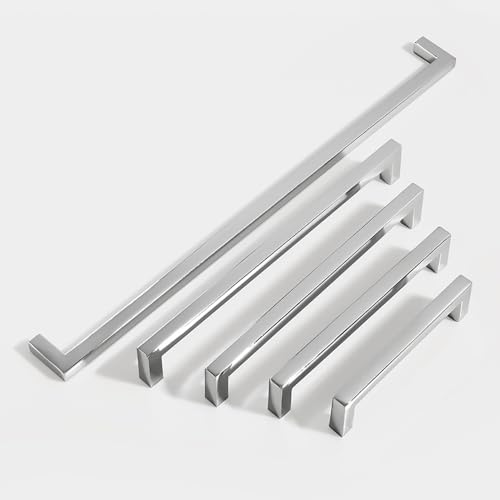 Fanruier 10PCS Quadratisches helles Gold und Silber Schrank Türgriff Küchenschrank Schublade Schrank Schrank Möbel Schuhschrank Aluminium Legierung Griff (Helles Silber, 192mm) von Fanruier