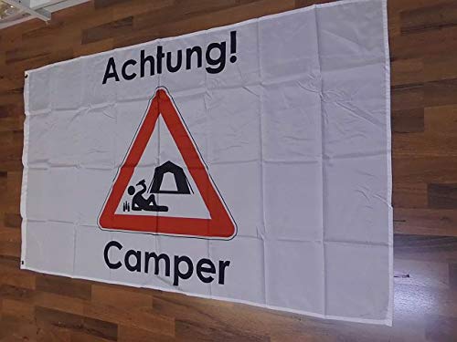 Fahne Flagge Achtung Camper 90x150 cm Party Hissflagge Fahnen von Fanshop Lünen