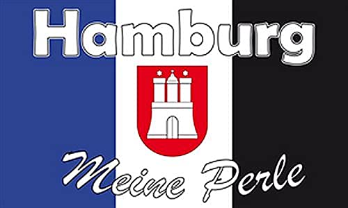 Flagge Hamburg Meine Perle mit Wappen Fahne 90x150 cm Hissfahne Fahnen von Fanshop Lünen