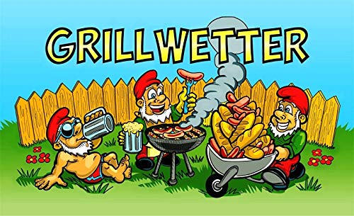 Fahne Flagge Grillwetter Gartenzwerge Grill Zwerg 90x150 cm Hissflagge Fahnen Grillen von Fanshop Lünen