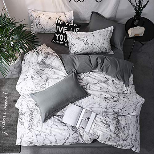 FANSU Bettwäsche Set Bettbezug-Set, 3 Teilig Bedding Microfaser Bequem Weich Haltbar Enthalten Kissenbezug Hohe Qualität Einzelbett Doppelbett King Size (200x200cm,Stein weiß) von FANSU