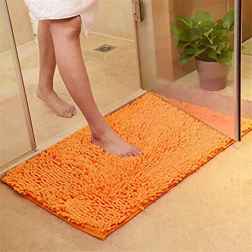 FANSU Chenille-Matte, Badezimmer rutschfest Badvorleger Weich Badteppich Waschbar Duschvorleger aus Chenille Mikrofaser Waschbar Badewanne Matten Wohnungsdekoration (40x60,Orange) von FANSU