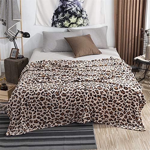 FANSU Flanell Plüsch Tierdruck Decke, Weiche Warme Kuscheldecke Microfaser Flauschige Falten-beständig Wohndecke Winter Sofadecke oder Bettüberwurf (Gelber Leopard,150x200cm) von FANSU