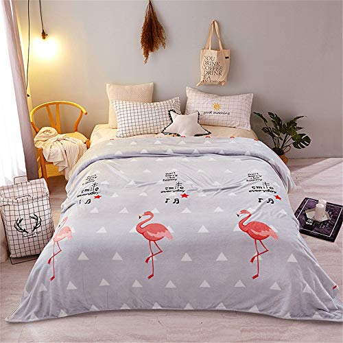 FANSU Kuscheldecke Flanell Flauschige Decke, Mode Modern Tier Drucken Extra Weich Wohlig Microfaser Plüsch Tagesdecke Große Wohndecke für Schlafzimmer (180x200cm,Flamingo grau) von FANSU