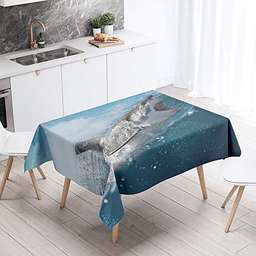 FANSU Rechteck Tischdecke Polyester,Wasserdicht Tischwäsche 3D Hai Stil Pflegeleicht Abwaschbar Tischtuch-Viele Größe Farbe Wählbar (90x90cm,Wellen) von FANSU