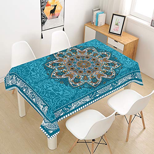FANSU Rechteck Tischdecke Polyester,Wasserdicht Tischwäsche Mandala Stil Pflegeleicht Abwaschbar Tischtuch-Viele Größe Farbe Wählbar (Boho,90x90cm) von FANSU