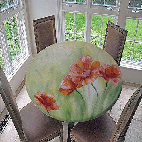 FANSU Runde Tischdecke Wasserabweisende, 3D Pflanze Blume Drucken Abwaschbar Gartentischdecke rutschfest Abwischbare Wachstuch Desktop Dekorative Tuch Hotel Bankett Party (Grüne Blume,100cm) von FANSU