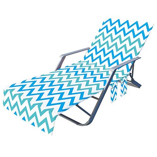 FANSU Schonbezug für Gartenliege Frottee Liegenauflage Garten Sonnenliege Handtuch mit 2 Taschen Stuhl Strandtuch für Schwimmbäder, Strände, Gartenhotels (75x210cm,Chevron) von FANSU