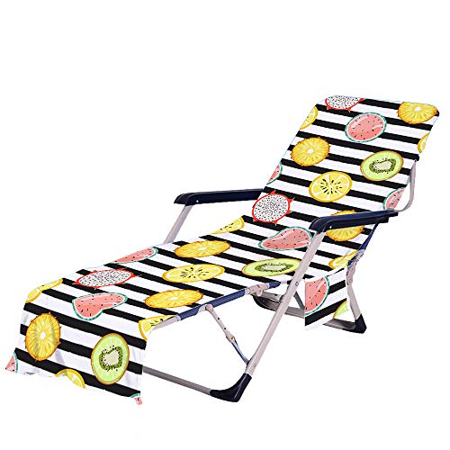 FANSU Schonbezug für Gartenliege Frottee Liegenauflage Garten Sonnenliege Handtuch mit 2 Taschen Stuhl Strandtuch für Schwimmbäder, Strände, Gartenhotels (75x210cm,Kiwi) von FANSU