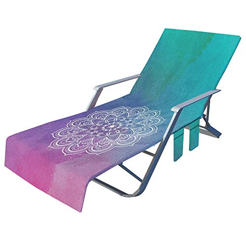 FANSU Schonbezug für Gartenliege Frottee Liegenauflage Garten Sonnenliege Handtuch mit 2 Taschen Stuhl Strandtuch für Schwimmbäder, Strände, Gartenhotels (75x210cm,Mandala) von FANSU