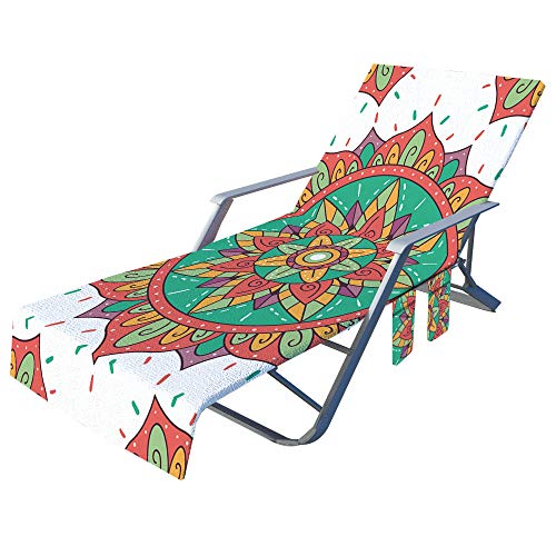 FANSU Schonbezug für Gartenliege Frottee Liegenauflage Garten Sonnenliege Handtuch mit 2 Taschen Stuhl Strandtuch für Schwimmbäder, Strände, Gartenhotels (75x210cm,National) von FANSU